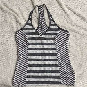 Work out exercise striped racer back tank top